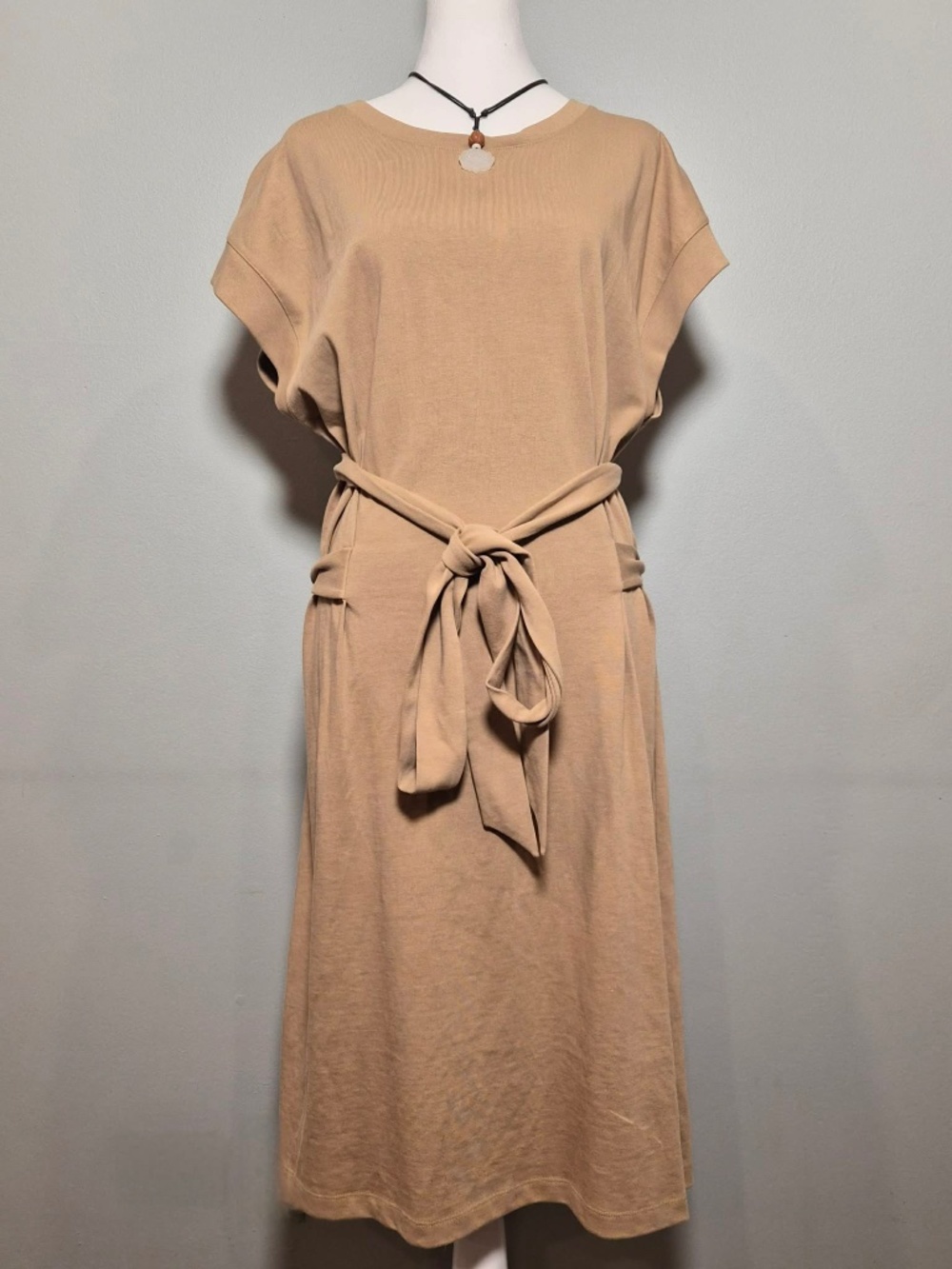Vince 100% Cotton Plus Size Cozy New England Scandi Minimalist Posh Tan Dress 1X
